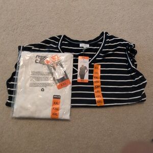 Jessica Simpson Kirkland Short Sleeve Top - Navy and White Stripes